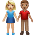 👩🏼‍🤝‍👨🏽 woman and man holding hands: medium-light skin tone, medium skin tone display on Apple